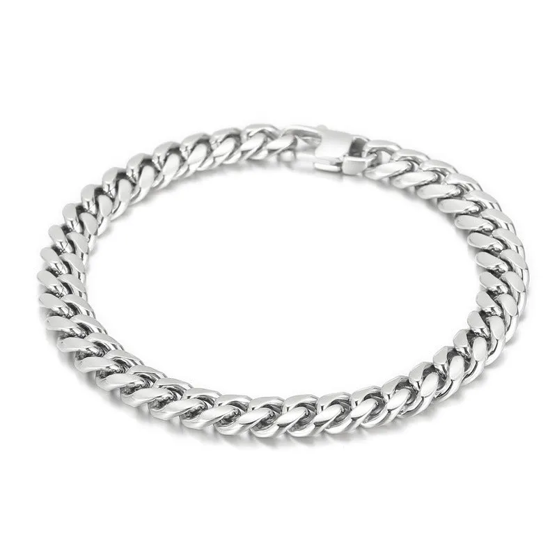 Trendy Titanium Steel Men's Cuban Bracelets and Necklaces - Hip-hop Jewelry Inspired by European and American Rock Culture