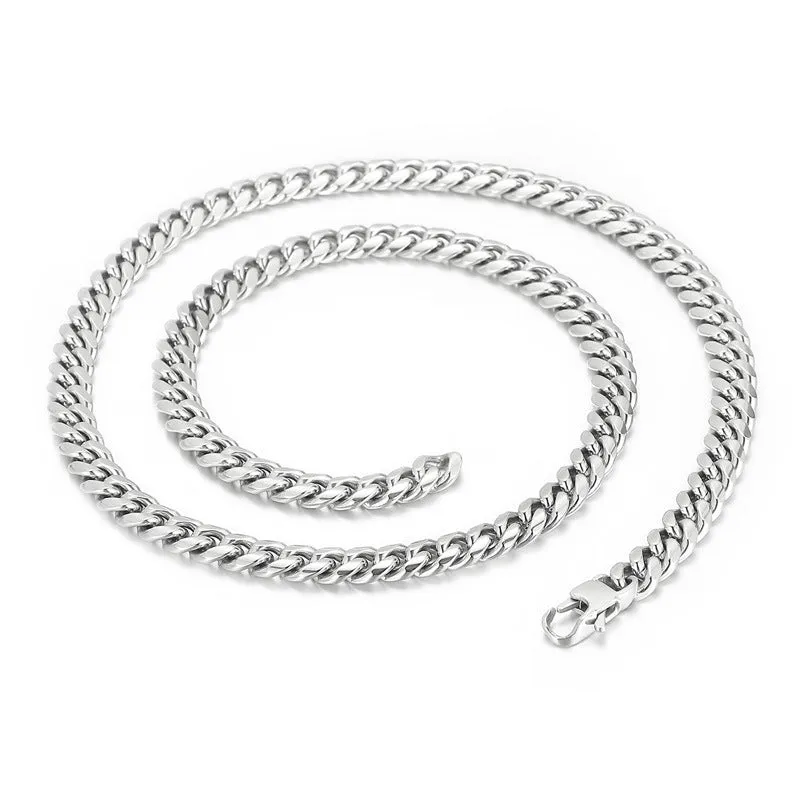 Trendy Titanium Steel Men's Cuban Bracelets and Necklaces - Hip-hop Jewelry Inspired by European and American Rock Culture