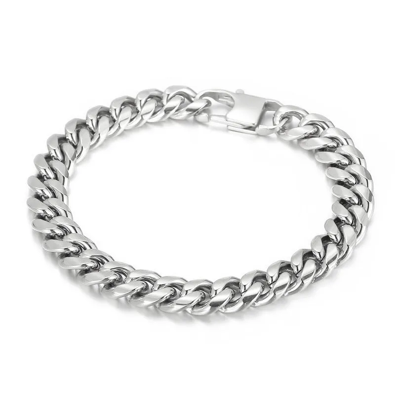 Trendy Titanium Steel Men's Cuban Bracelets and Necklaces - Hip-hop Jewelry Inspired by European and American Rock Culture