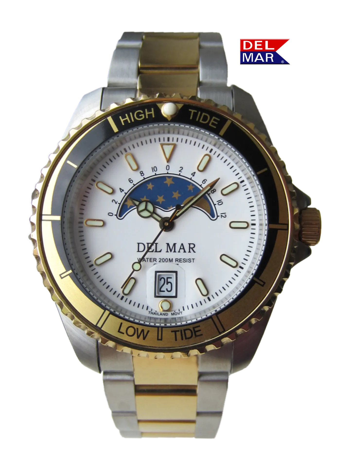 Two-Tone Bracelet Nautical Analog Tide Watch #50401