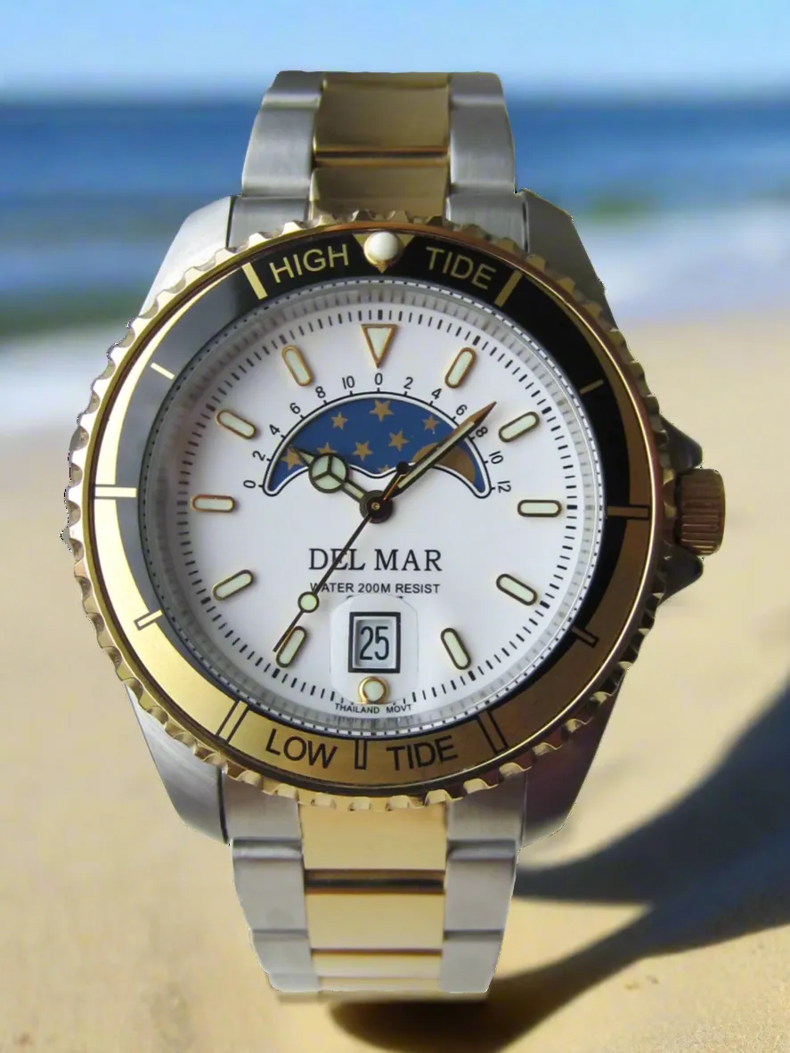 Two-Tone Bracelet Nautical Analog Tide Watch #50401