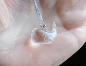 Vintage Clear Quartz Crystal Whale Pendant Necklace