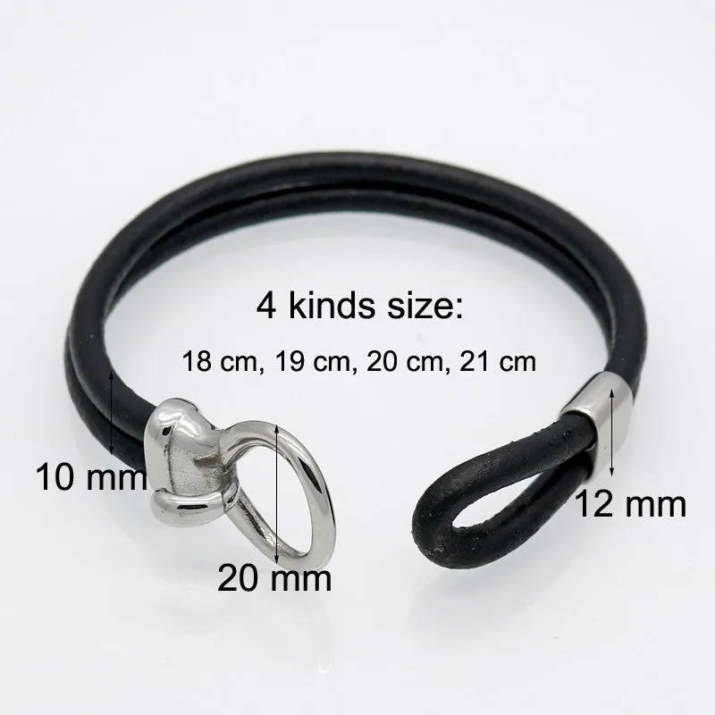 Vintage Genuine Leather Titanium Steel Saddle Buckle Fashion Men Jewelry Leather Bracelet Best Friend Gift Bracelets For Women pulseira