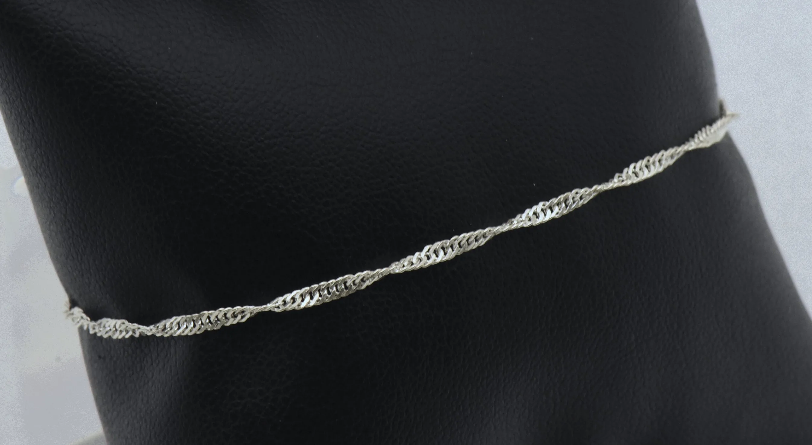 Vintage Italian Sterling Silver Singapore Link Chain Bracelet - 7.5"