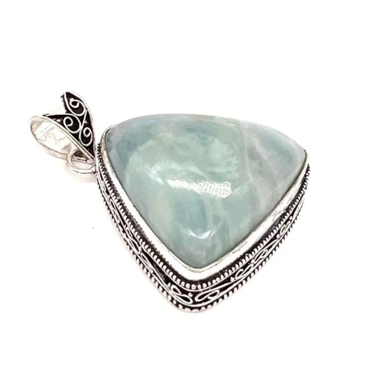 Vintage Look Aquamarine Gemstone 925 Sterling Silver Jewellery Pendant Gift for Her