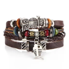 Vintage Turkish Eye Punk Leather Bracelet Set