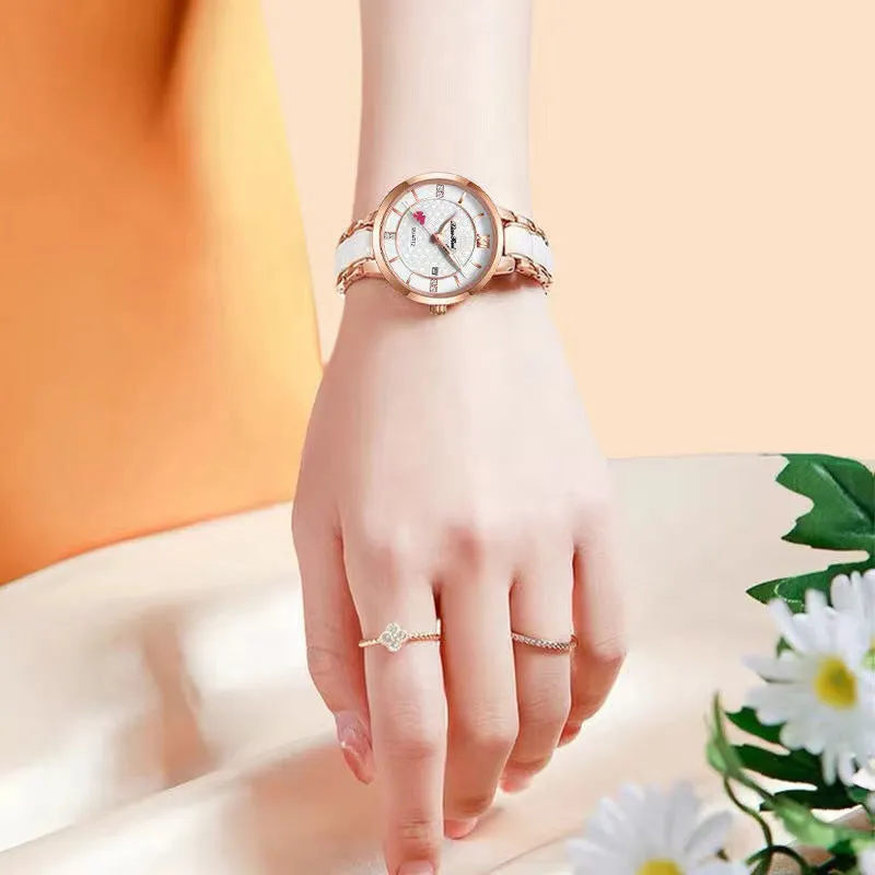 Watch Ceramic Strap Fashion Single Calendar Women's Watch Waterproof Quartz Watch