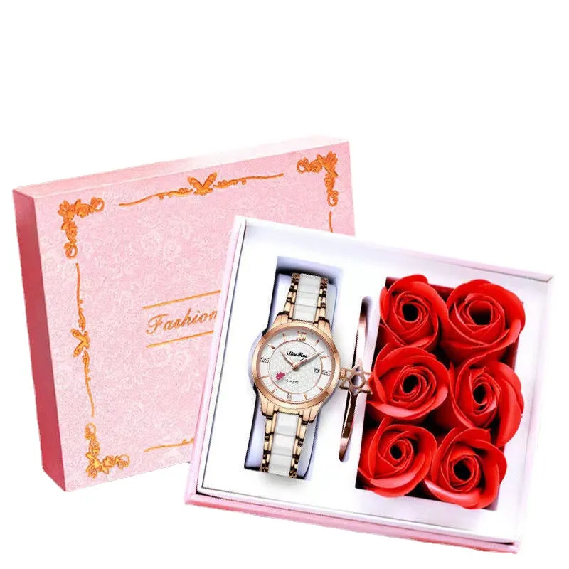 Watch Ceramic Strap Fashion Single Calendar Women's Watch Waterproof Quartz Watch