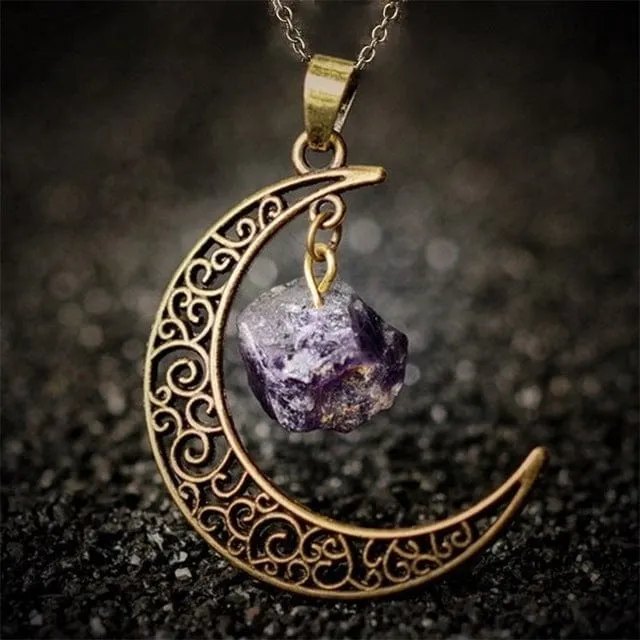 Waxing Moon Healing Crystal Pendant Necklace