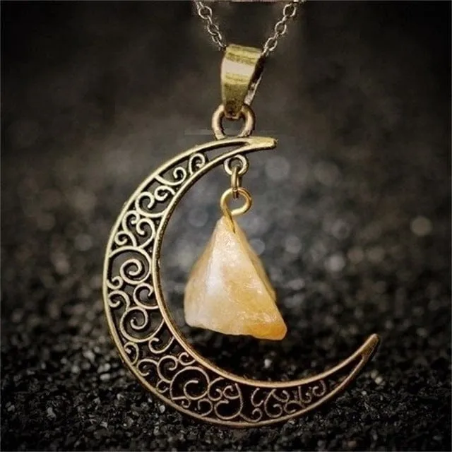 Waxing Moon Healing Crystal Pendant Necklace