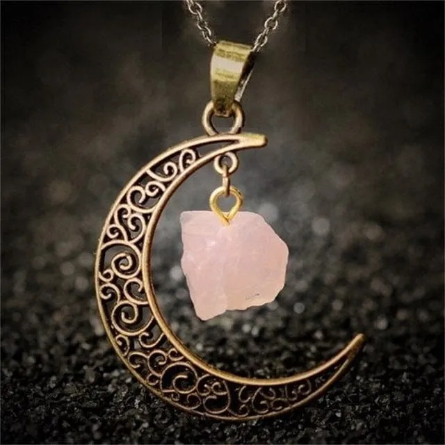 Waxing Moon Healing Crystal Pendant Necklace