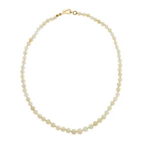 White Faceted Round Opal Beaded Necklace 217 (40cm)