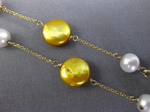 WIDE LONG SOUTH SEA & GOLDEN PEARL QUARTZ 14KT YELLOW GOLD BY THE YARD NECKLACE