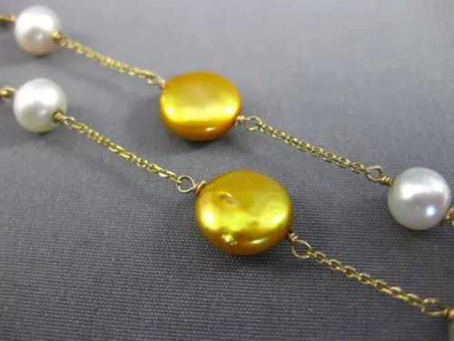 WIDE LONG SOUTH SEA & GOLDEN PEARL QUARTZ 14KT YELLOW GOLD BY THE YARD NECKLACE