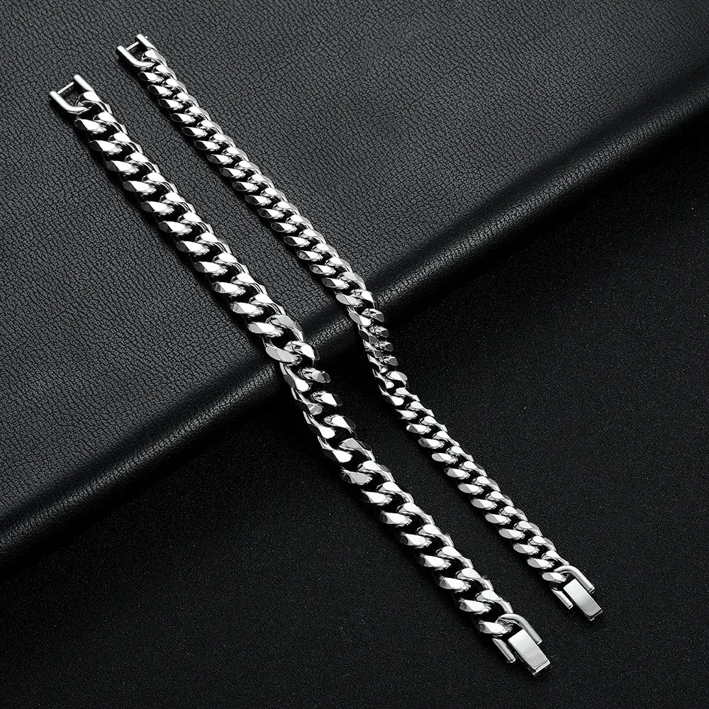 Width 8/10MM 316L Titanium Steel Cuban Chain Bracelet Fashion Men's Stainless Steel Link Bracelet Father Boyfriend Gift