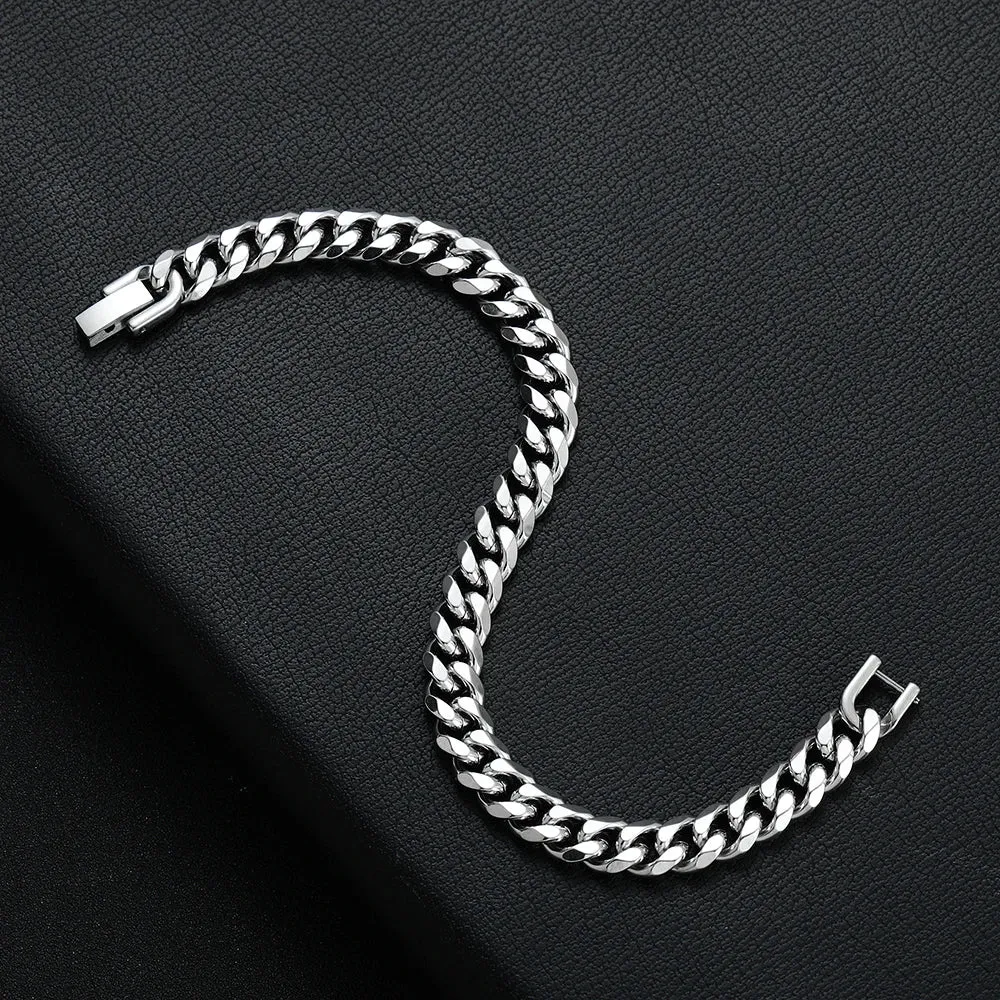 Width 8/10MM 316L Titanium Steel Cuban Chain Bracelet Fashion Men's Stainless Steel Link Bracelet Father Boyfriend Gift