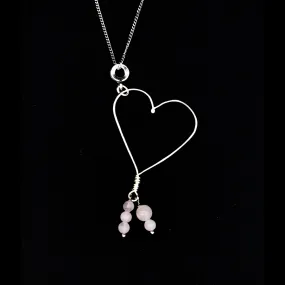 Wire Heart with Rose Quartz Dangles Necklace