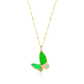 Women's Fashion Butterfly Jade Pendant Necklace