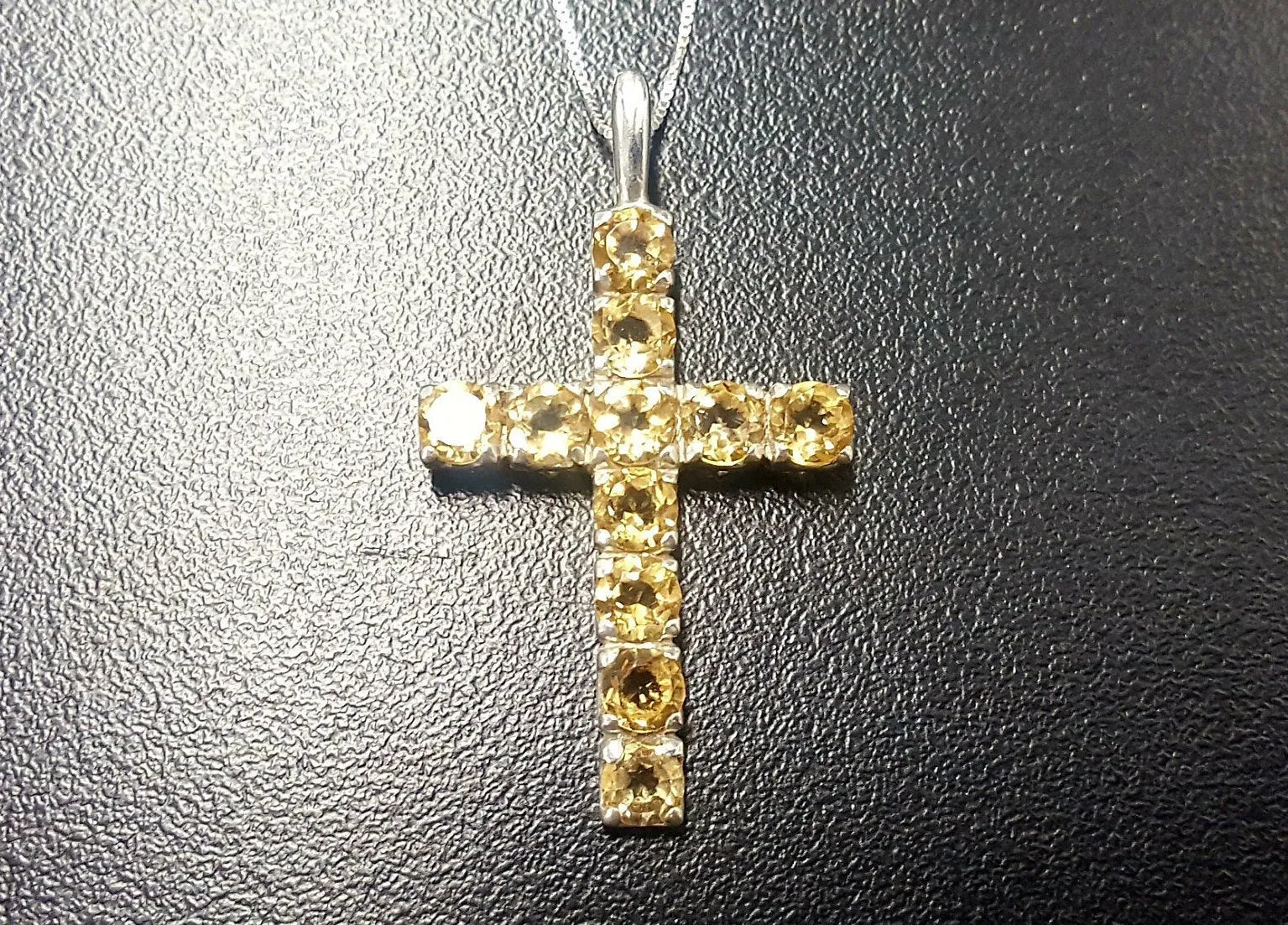 Yellow Cross Necklace- Citrine Cross Necklace - Natural Citrine Pendant