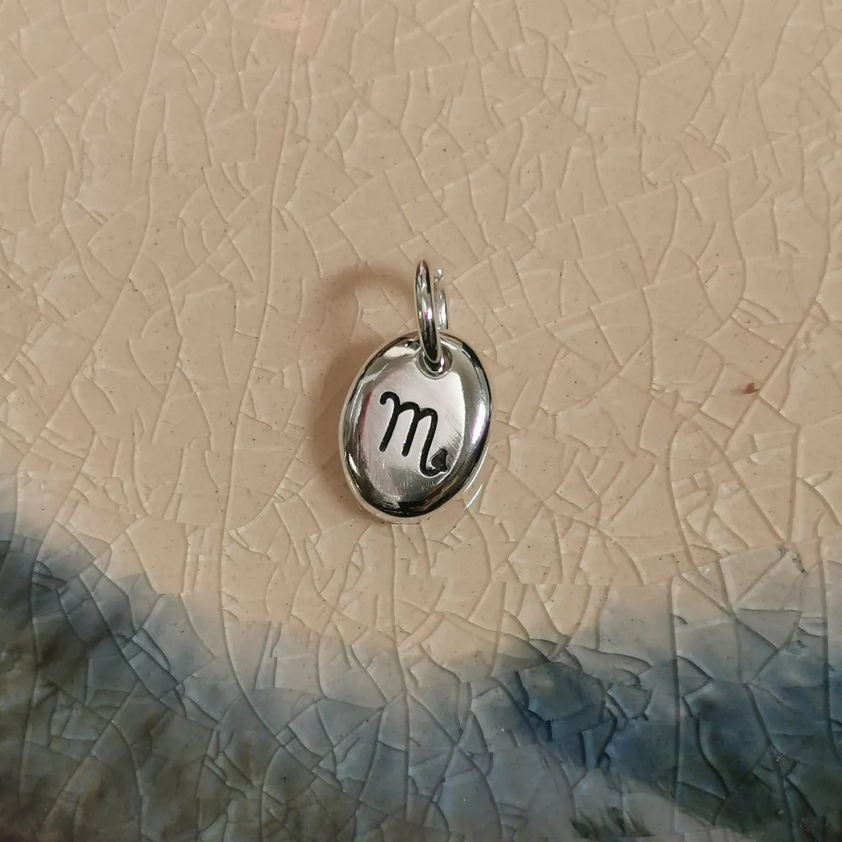 Zodiac Pebble Silver Charm